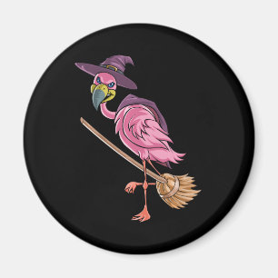 Flamingo Halloween   Flamingo Witch Scary Party Magnet