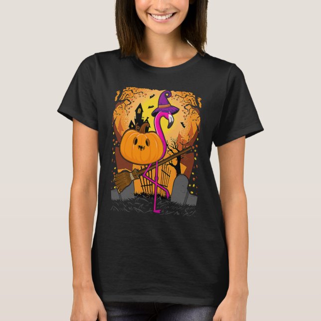 Flamingo  Halloween   Pumpkin Flamingo Halloween T-Shirt (Vorderseite)