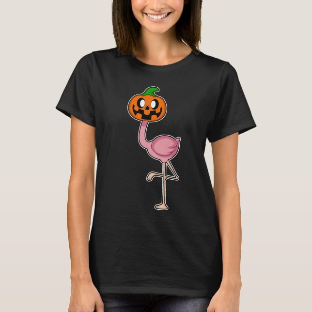 Flamingo Halloween Pumpkin T-Shirt (Vorderseite)