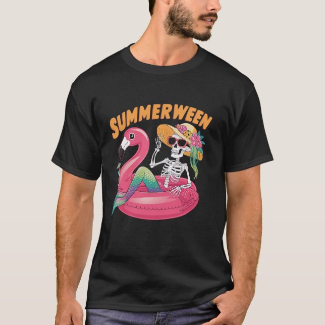 Flamingo Halloween Spooky Wading Bird Beängstigend T-Shirt (Vorderseite)