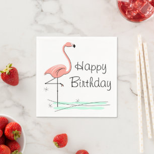 Flamingo Happy Birthday Papier Napkins Serviette