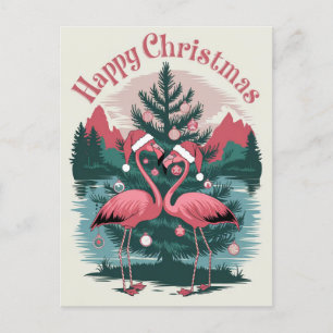 Flamingo Happy Christmas Postkarte