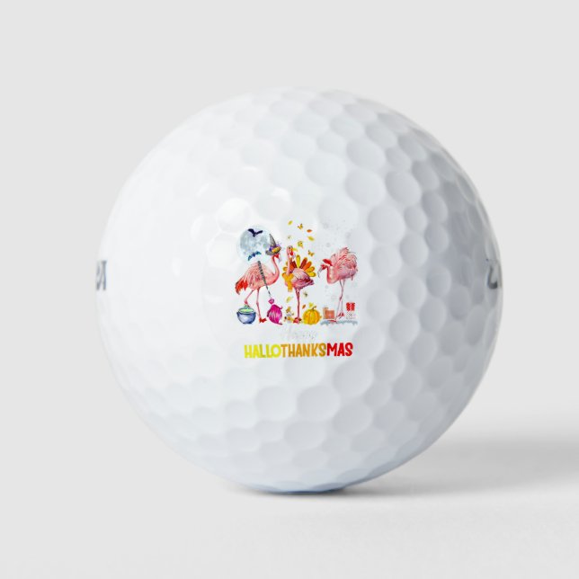 Flamingo Happy HalloThanksmas Funny Halloween Golfball (Vorderseite)