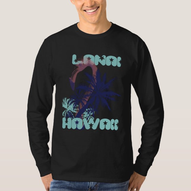 Flamingo Hawaii Lanai Palm trees Vacation Ocean T-Shirt (Vorderseite)