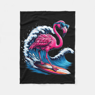 Flamingo Hawaiianisches Surfen Strand Sommerwelle Fleecedecke