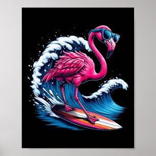 Flamingo Hawaiianisches Surfen Strand Sommerwelle Poster