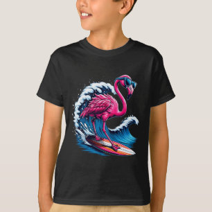 Flamingo Hawaiianisches Surfen Strand Sommerwelle T-Shirt
