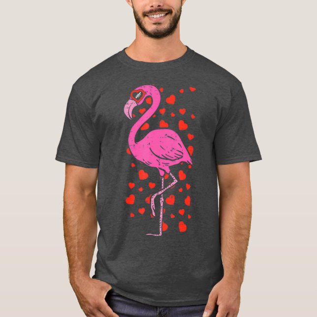 Flamingo Heart Glasses Cute Valentines Day Bird T-Shirt (Vorderseite)