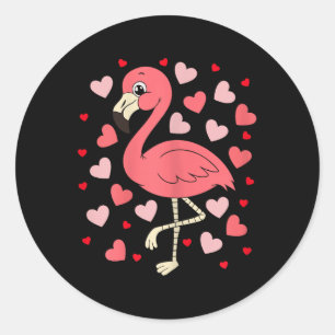 Flamingo Heart Valentinstag Niedlich Bird Animal L Runder Aufkleber