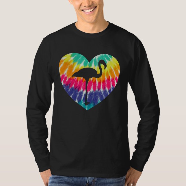 Flamingo Heart With Tie dye Print For Flamingo T-Shirt (Vorderseite)