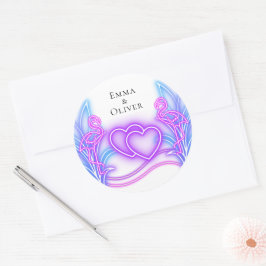 Flamingo & Hearts Wedding Sticker