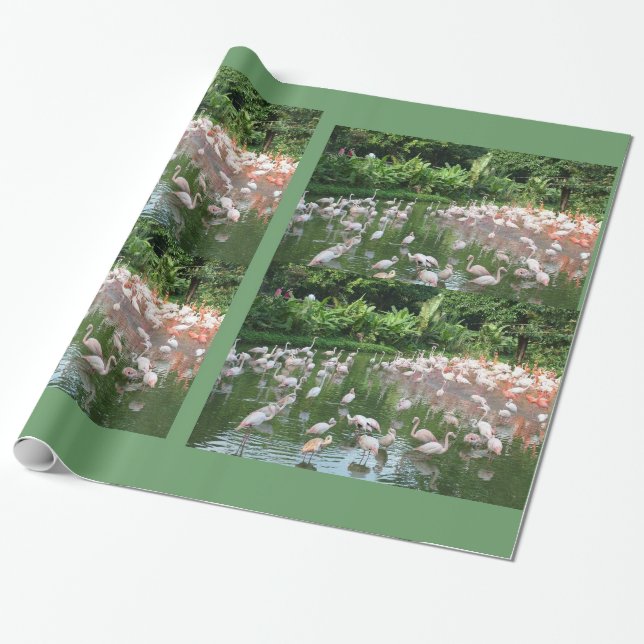 Flamingo Herde Geburtstag, Weihnachtsgeschenk verp Geschenkpapier (Ungerollt)