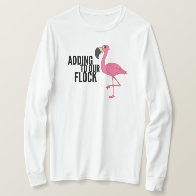 Flamingo-Herde-Maternity-Langarm-T-Shirt T-Shirt (Design vorne)