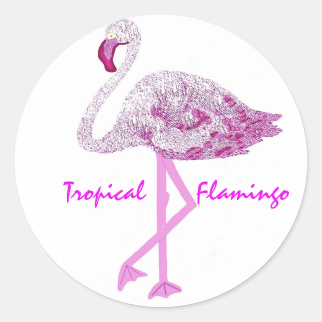 Flamingo-Herrlichkeit Runder Aufkleber (Vorderseite)
