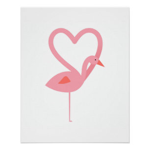 Flamingo Herz Hals Minimal Poster