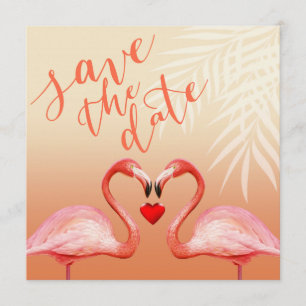 Flamingo Herz Kuss Save the Date   pfirsich Einladung