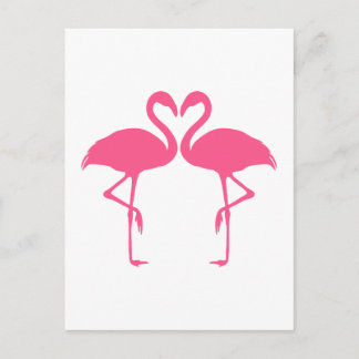 Flamingo-Herz, zwei rosa Flamingos in der Liebe Postkarte