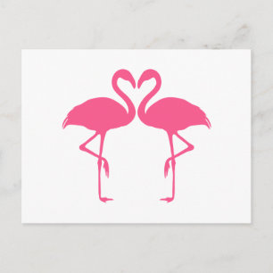 Flamingo-Herz, zwei rosa Flamingos in der Liebe Postkarte