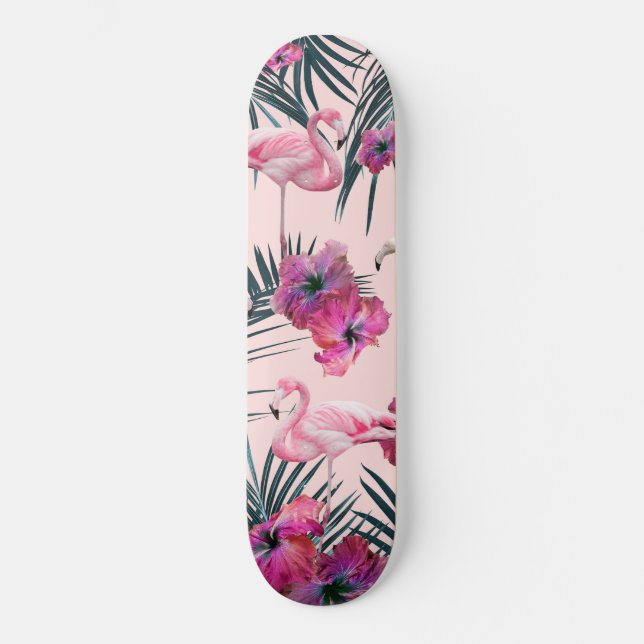 Flamingo Hibiskus Jungle Siesta #2 #tropical Skateboard (Vorderseite)