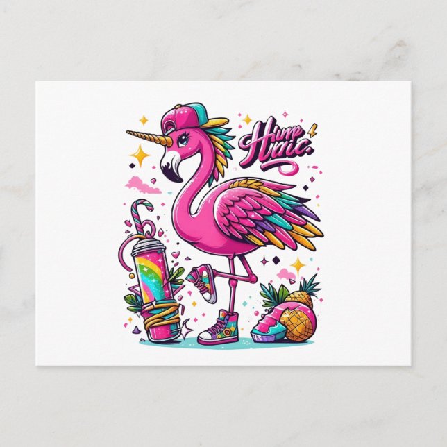 Flamingo hiphop postkarte (Vorderseite)