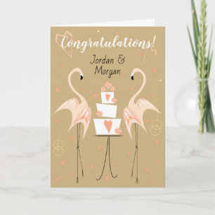 Flamingo-Hochzeits-Gratulation Namen Text Karte