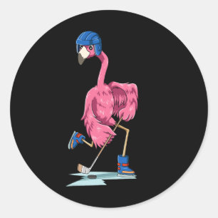 Flamingo Hockey Flamingo Playing Hockey Flamingo Runder Aufkleber