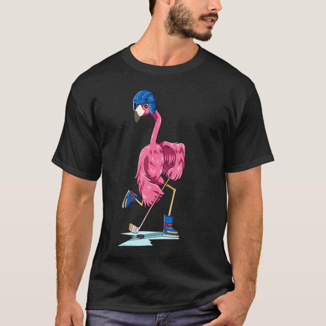 Flamingo Hockey Flamingo Playing Hockey Flamingo T-Shirt (Vorderseite)