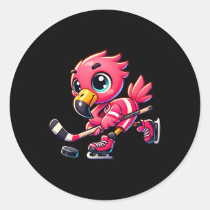 Flamingo Hockeyspieler Vogelliebhaber Männer Fraue Runder Aufkleber
