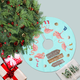 Flamingo Holiday Adventures Polyester Weihnachtsbaumdecke