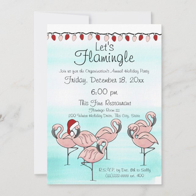 Flamingo Holiday Party Einladung (Vorderseite)