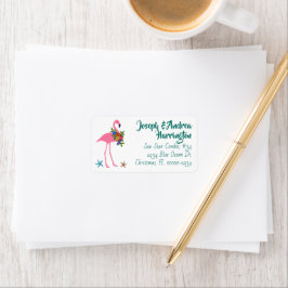 Flamingo Holiday Wide Address Labels Adressaufkleber