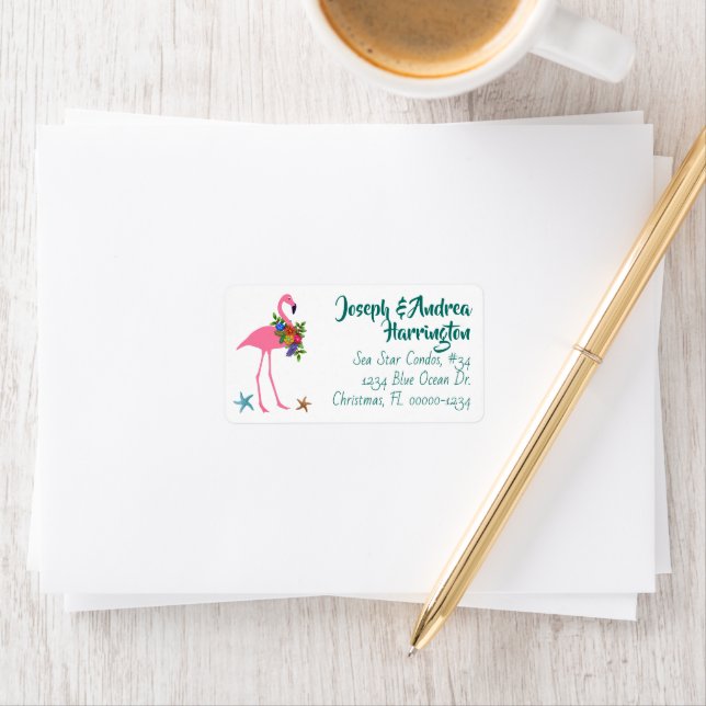 Flamingo Holiday Wide Address Labels Adressaufkleber (Insitu)