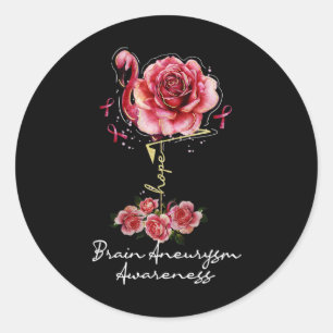 Flamingo Hope Burgundy Ribbon Brain Aneurysm 1 Runder Aufkleber