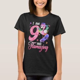 Flamingo I Bin 9 und flammend 9. Geburtstag flamme T-Shirt