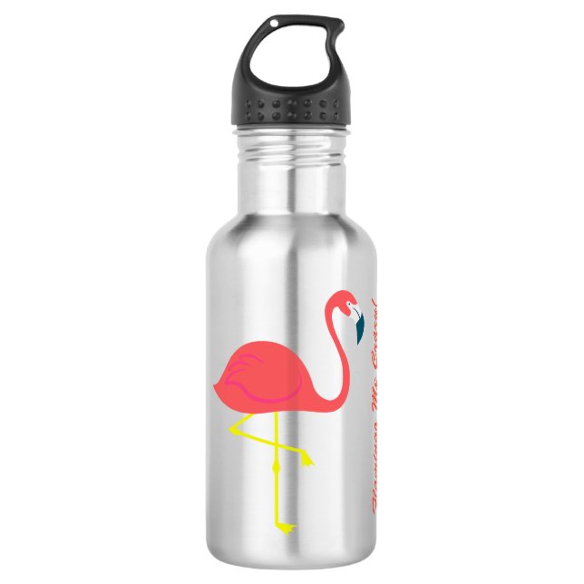 "Flamingo ich verrückte" thermische Flasche durch Edelstahlflasche (Vorderseite)