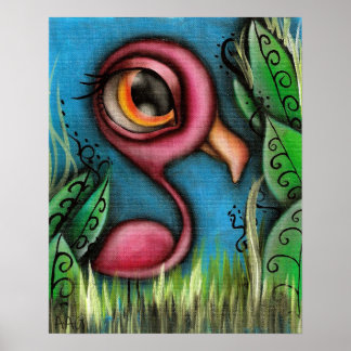Flamingo im Garten Poster