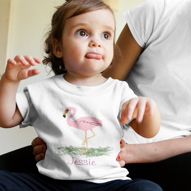 Flamingo im Gras Personalisiert Kleinkind T-shirt (Von Creator hochgeladen)