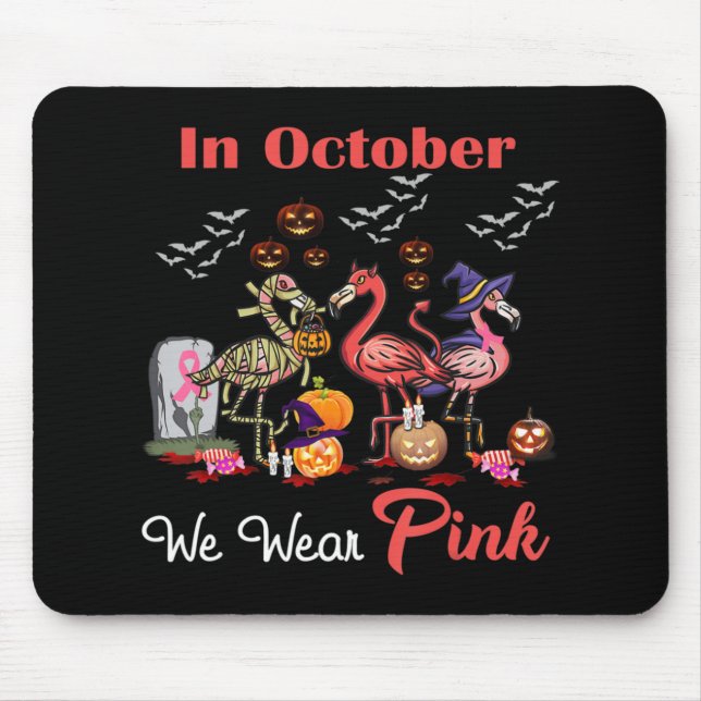 Flamingo im Oktober tragen wir Pink Breast Cancer  Mousepad (Vorne)