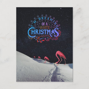Flamingo im Schnee mit Weltraum-Weihnachten seltsa Postkarte