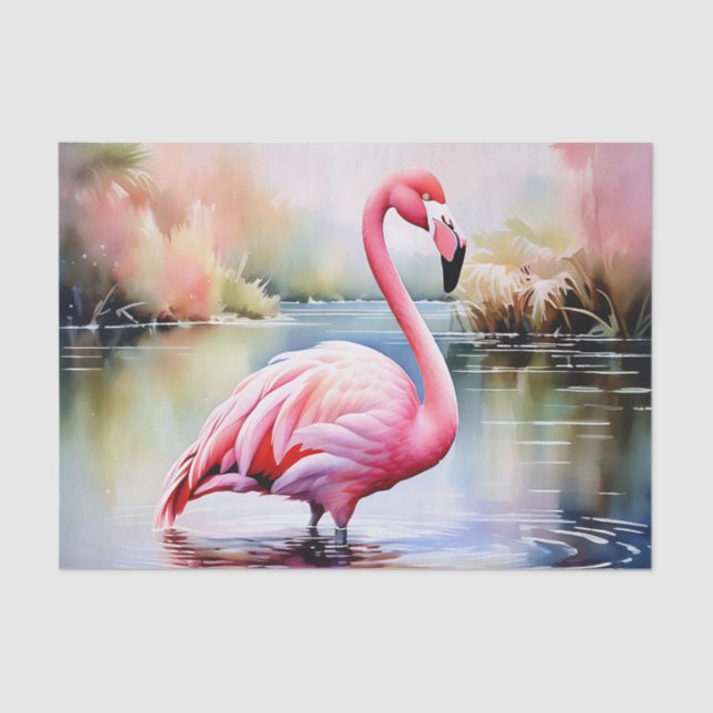 Flamingo im Wasser Seidenpapier (Vorderseite)