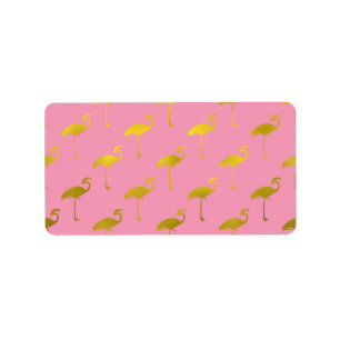 Flamingo Imitate Metallischer Garten: Tropischer F Adressaufkleber