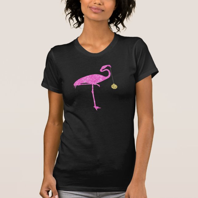 Flamingo Imitate Rosa Glitzer Flamingos Weihnachte T-Shirt (Vorderseite)