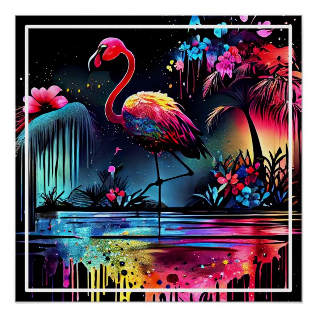 Flamingo in A Lake-63852 Poster (Vorderseite)