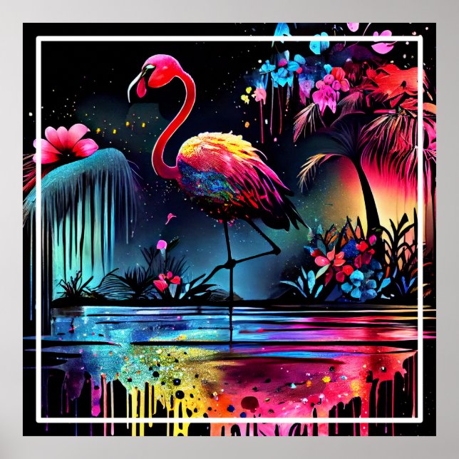 Flamingo in A Lake-63852 Poster (Vorne)