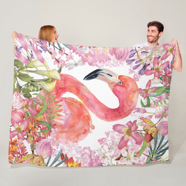 Flamingo in Blume Dschungel - Sommermuster Fleecedecke (Beispiel)