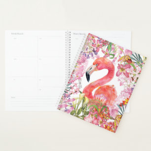 Flamingo in Blume Dschungel - Sommermuster Planer