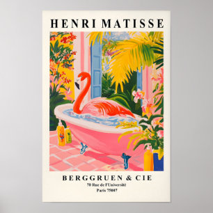 Flamingo in der Badewanne Funny Poster, rosa Badez Poster