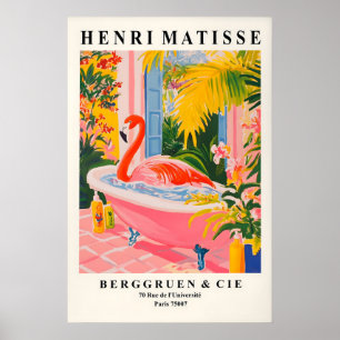 Flamingo in der Badewanne Kunst Druck Lustig Rosa  Poster