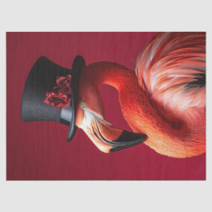 Flamingo in einer Top Hat Dekoupage Seidenpapier