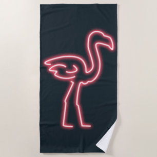 Flamingo in Neon Pink Strandtuch